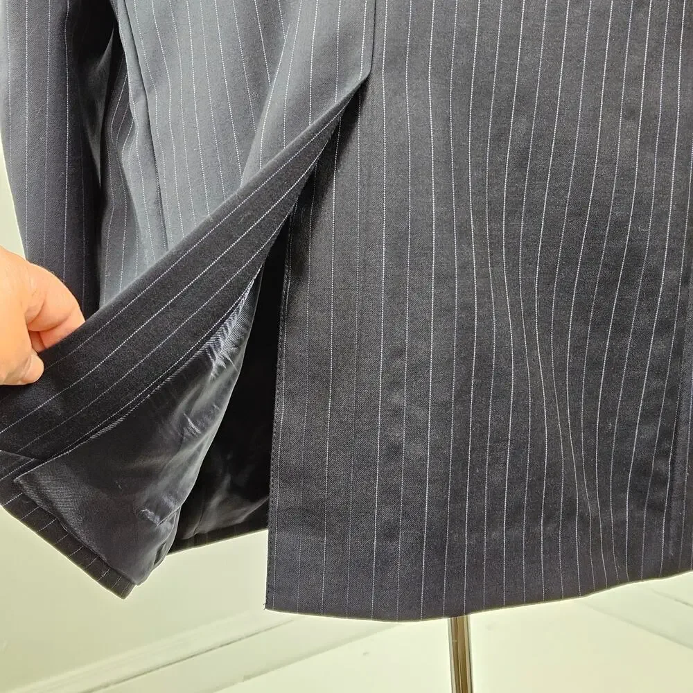 Brooks Brothers Ermenegildo Zegna Wool Blazer Navy Blue Pinstripe | Men's‎ 46 R
